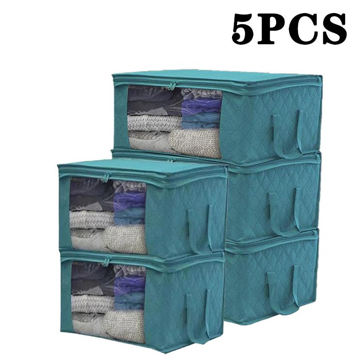 1-5PCS Folding Quilt Storage Bag Large Capacity Nonwoven Clothes Storage Bag Sealed Dustproof Storage Bag Clothes Organiser Box