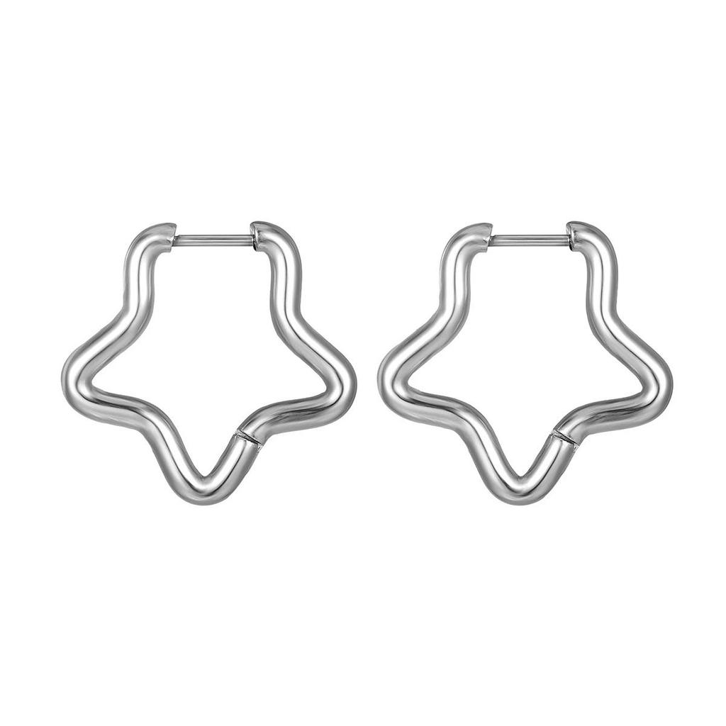 1Pairs Stainless Steel Women Men Ear Stud Triangle Heart Star Circle Hoop Earring Unisex Piercing Jewelry