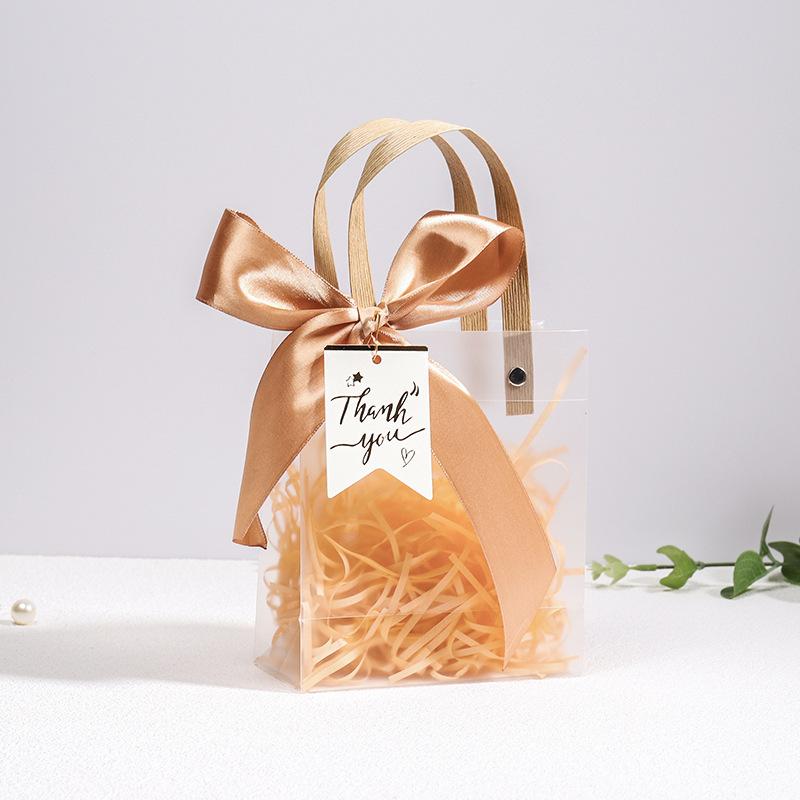 

10 шт. прозрачных подарочных пакетов из ПВХ с розовой лентой, пластиковая сумка-тоут, подарочная упаковка, сумка для упаковки праздничных подарков, покупок, принадлежностей для дня рождения 20x15x7cm шампанского