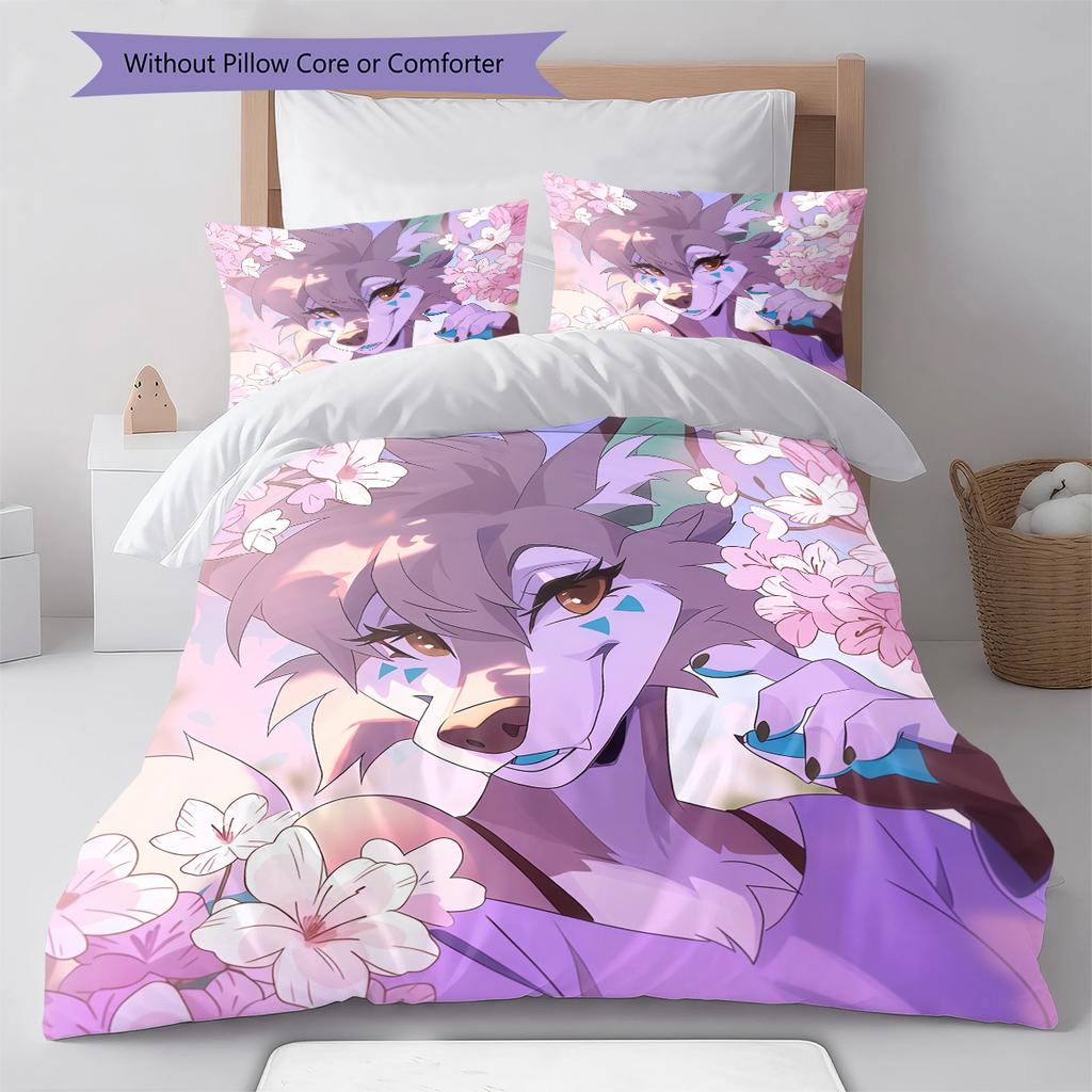 Anime Pattern Bedding Quilt Set Quilt Cover Pillowcase Home Decoration Birthday Gift (1 * Duvet Cover + 2 * Pillowcase, Without Core)
