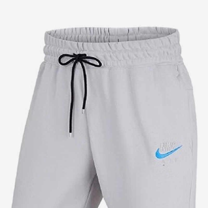 Nike Air Casual Velour Lace-Up Spliced Sweatpants Men Bottoms Grey DJ0461-097
