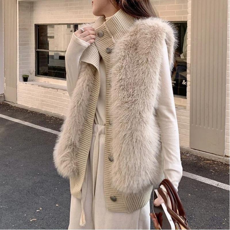 Sweater Vest Women's New Autumn and Winter Outerwear Temperament Cardigan Soft Mink Velvet Waistcoat