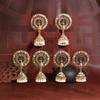 Ethnic Style Painted Peacock Bell Pearl Earrings Unique Design Color-blocking Peacock Tail Tassel Earrings for Women