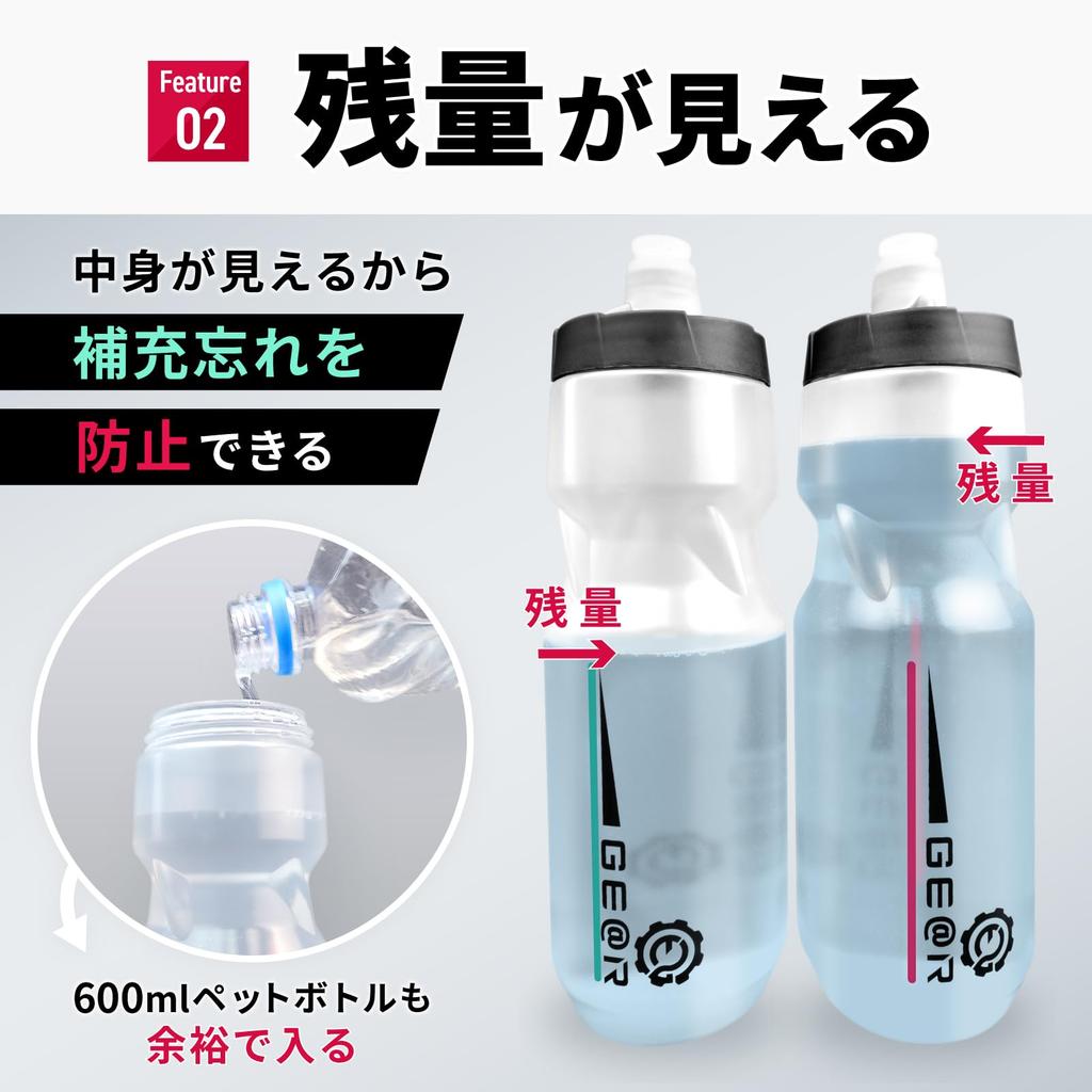 Hydro Clear Cycle Volume Road Cycling Set of 2 X (Geartle) Bottle, Clear, Visible, Bicycle, Bike, Bottle, 710ml, (Clear Pink)