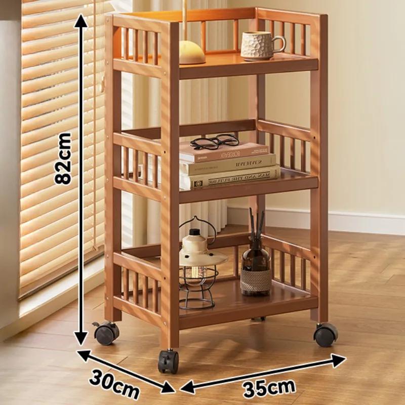 Floor Standing Storage Rack Movable Storage Rack Portable Handcart Snack Organizer Cabinet Hot Pot Shelf Kitchen Vegetable Racks