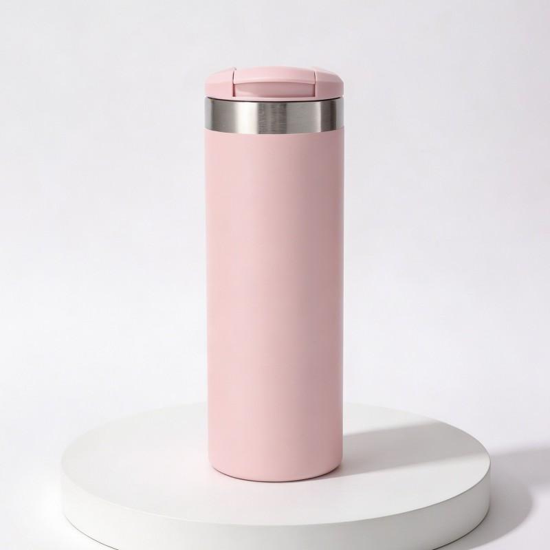 Stainless Steel Flip Lid Vacuum Insulated Travel Mug 500ml 304 Inner 201 Outer Portable Coffee Cup Office Outdoor