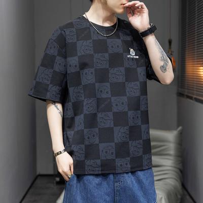 T-shirt estiva a maniche corte ricamata da uomo, vestibilità ampia