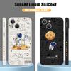 Cartoon Astronaut Silicone Case For iPhone 17e 16e 17 Pro 16 14 15 Pro Max Plus 13 11 12 Pro Shockproof TPU Lanyard Phone Cover