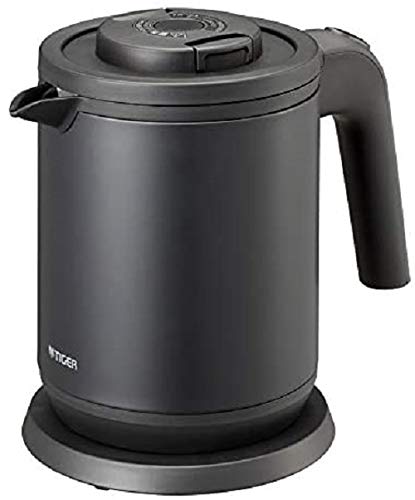 Tiger Corporation (TIGER) Electric Kettle, Stainless Steel, 0.8L, with Spill and Dry Cooking Protection, Steamless, Matte Black, PCK-A080KM