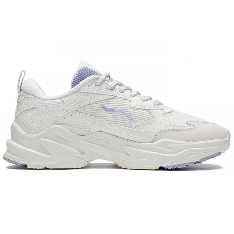 Li Ning Qixing Cushioning Slip Resistant Abrasion Resistant Rebound Low top Running Shoes Women's White Blue ARLS024-1