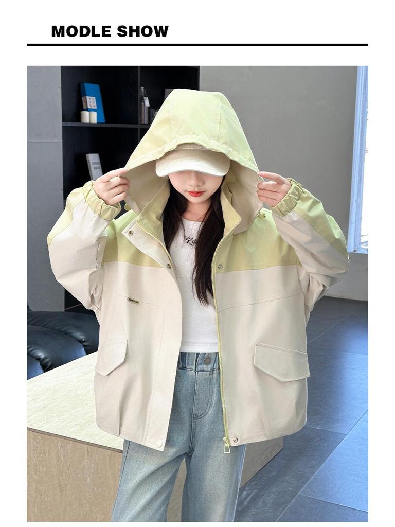 Girls' 2025 Autumn Casual Branded Windbreaker Jacket