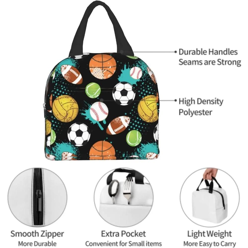 Ballspiele Thermische Lunchtasche Ballsportarten Isolierte Lunchbox Kühltasche für Erwachsene Kinder Arbeit Schule Picknick Camping Sommer Strand