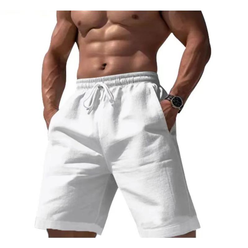 Summer Casual Pocket Simple Drawstring Cotton Linen Casual Men's Shorts