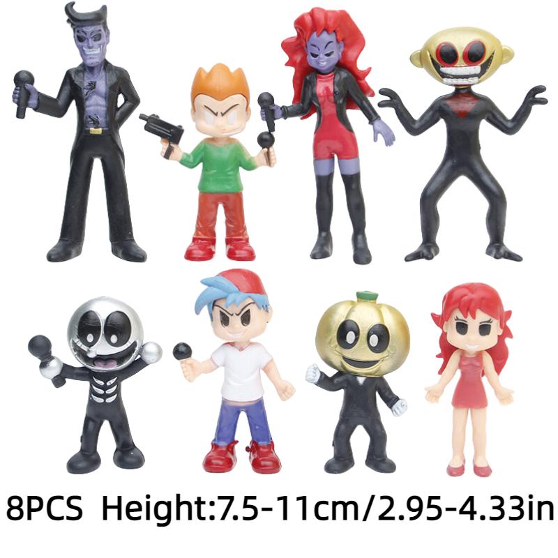 

Ночь 8 шт. Фигурка из ПВХ Friday Funkin Игрушка Ужас Украшение для торта Детские подарки