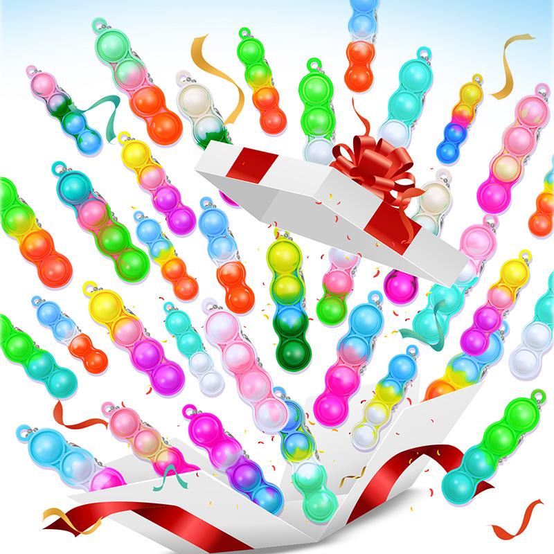 10/30/50Pcs Mini Keychain Pop Push Bubbles Fidget Toys Stress Relief Sensory Toys Children Classroom Prizes Gifts New