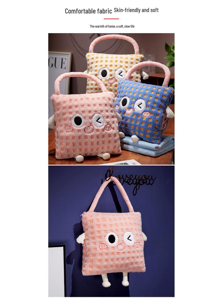 Cartoon Dopamine Lambswool 3-in-1 Pillow: Office Nap, Sofa Cushion, Car Backrest