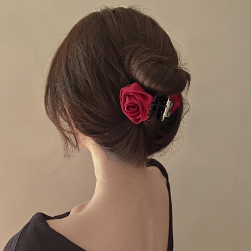 Non-Slip Satin Hair Claw Cute Ponytail Catch Strong Hold Princess Hairpin