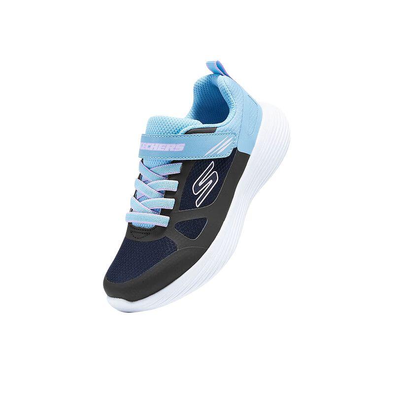 Skechers Girls Lightweight Comfortable Classic Durable Low-Top Casual Shoes Kids Sneaker Black Blue White 303852L-BKAQ