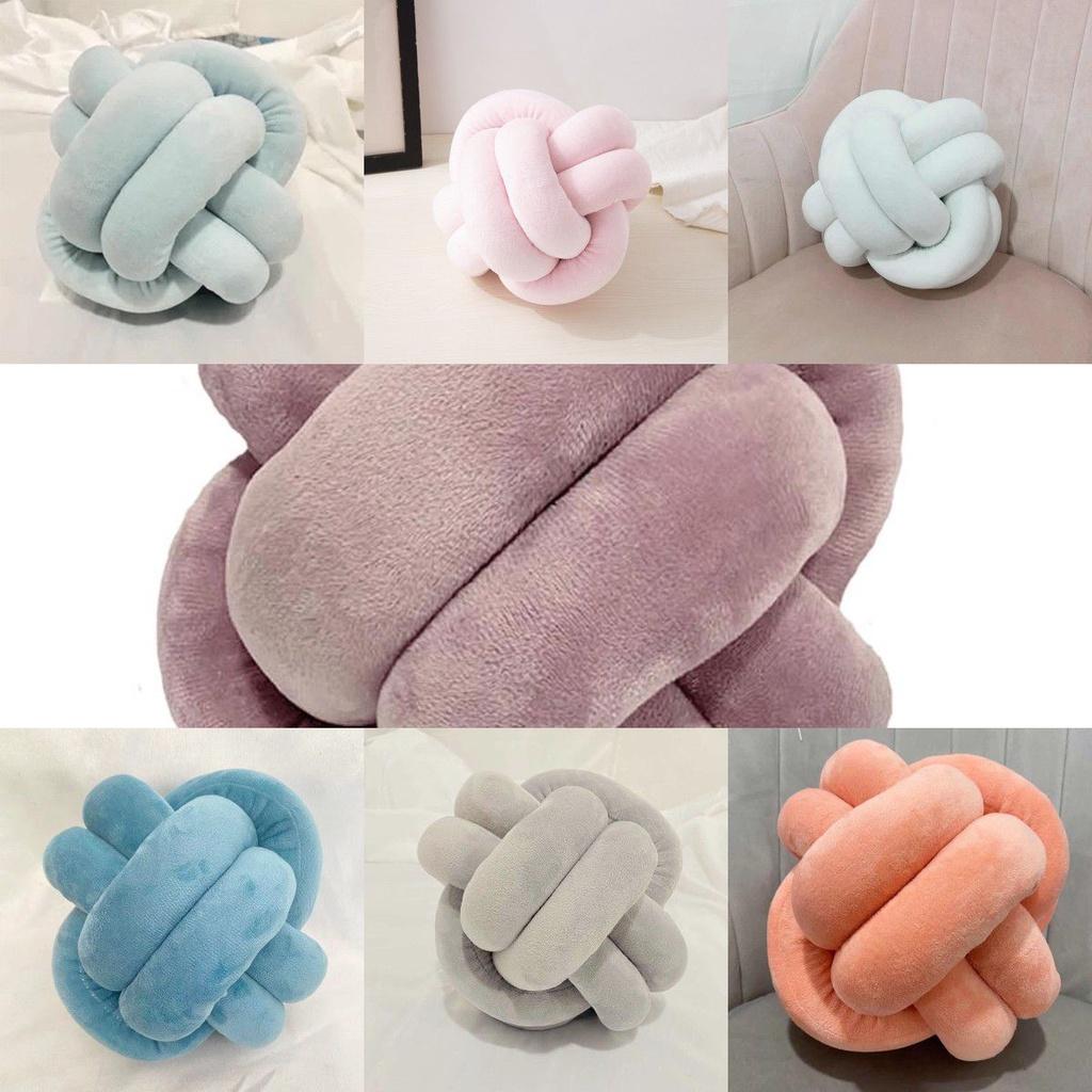 Hand Knotted By Pillow Sofa Back Cushion Solid Colors Ball Soft Knot Concise