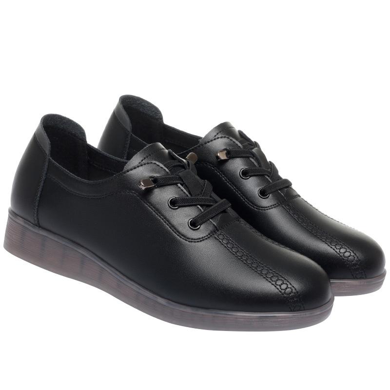 fashion Spring Autumn New Women Shoes Soft Leather Comfortable Soft Casual Loafers Round Head Cowhide Mom Flat Shoes Loafers Female