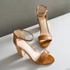 Women's high-heeled sandals summer classic simple and versatile thick-heeled large-size open-toed sandals