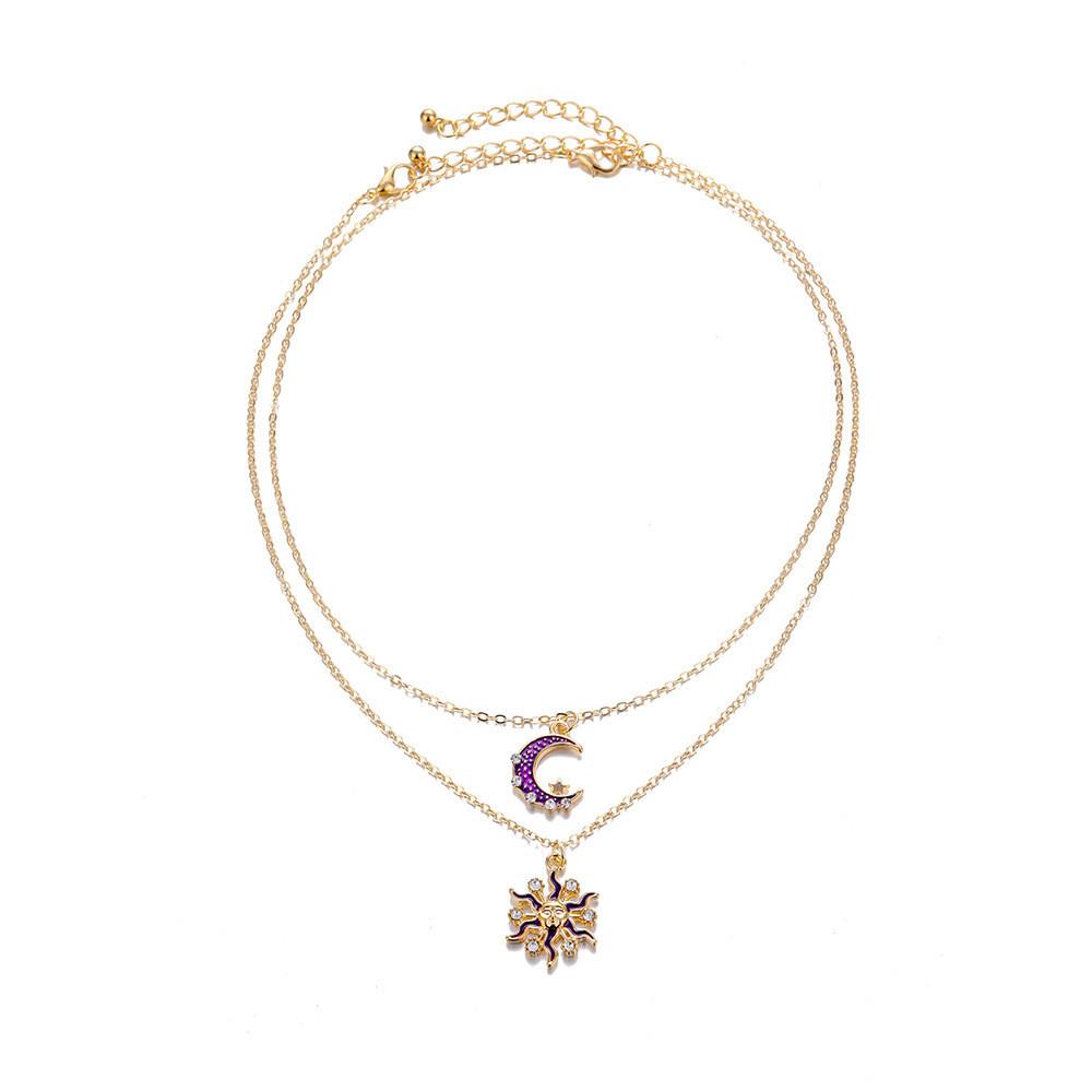 

Contemporary Alloy Star Moon Drop Necklace With Stylish Snake Chain For Women
