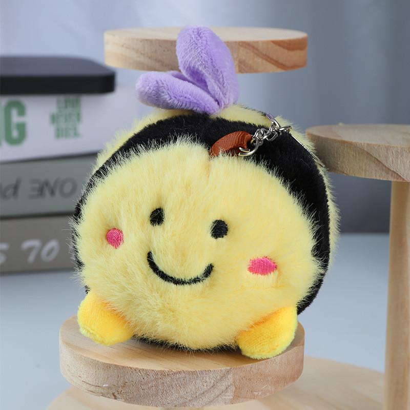 Cute Plush Bee Cartoon Doll Keychain Pendant For Backpack Ornament And Kids Gift