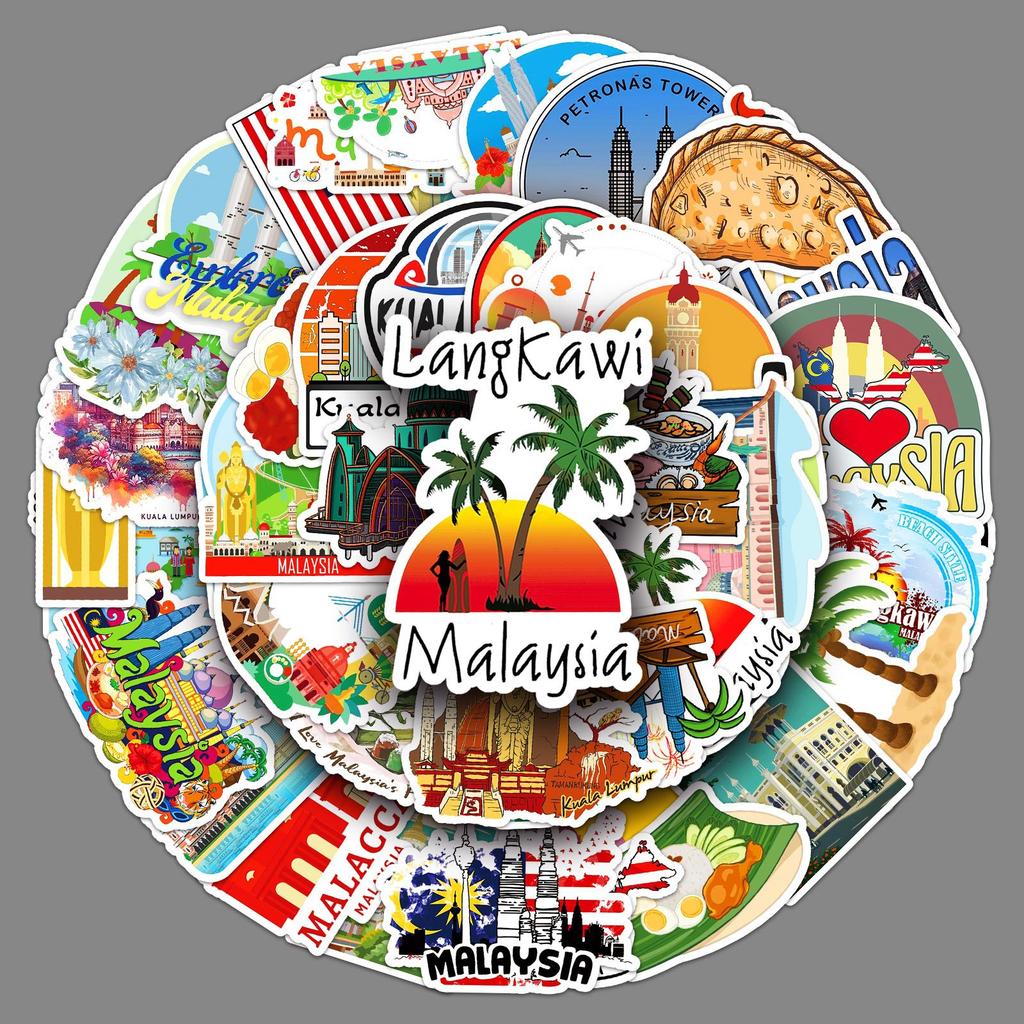 50 Malaysia Graffiti Stickers Cartoon Outdoor Travel Malaysia Water Cup Suitcase Stickers