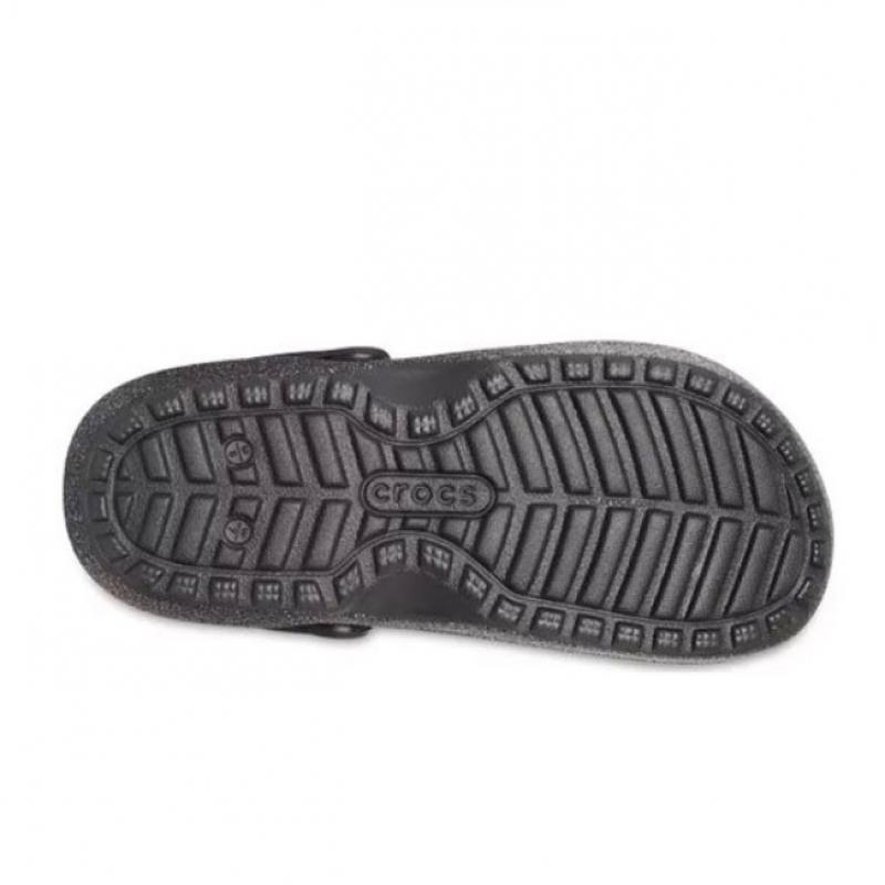 Crocs Common Classic Glitter Lined Clogs Black Silver 205842 067