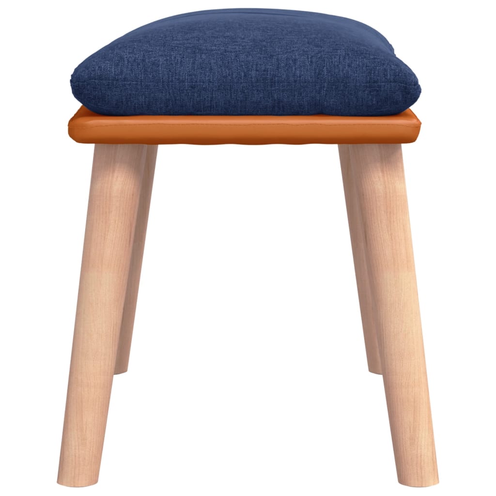 Footstool Blue 45x29.5x35 Cm Fabric and Faux Leather