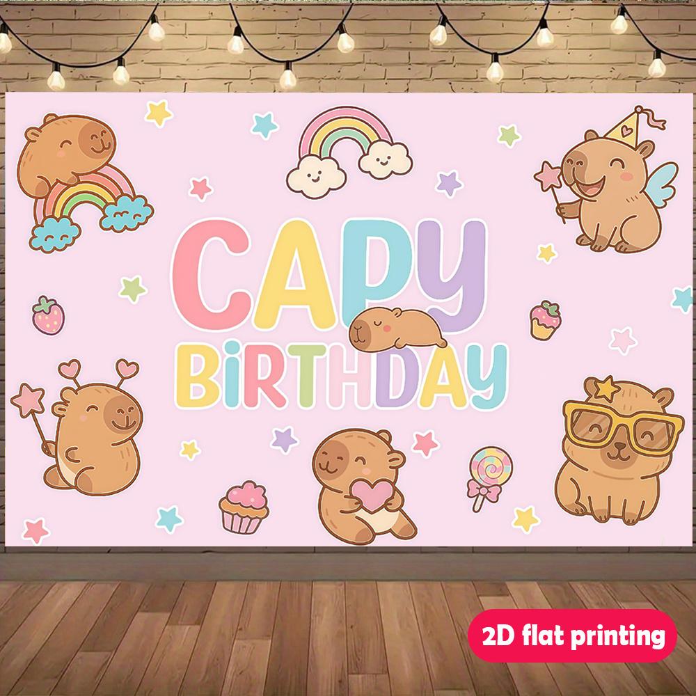 A 2D flat-pattern banner featuring a cute porcupine as the theme for the birthday celebration including parties and activities