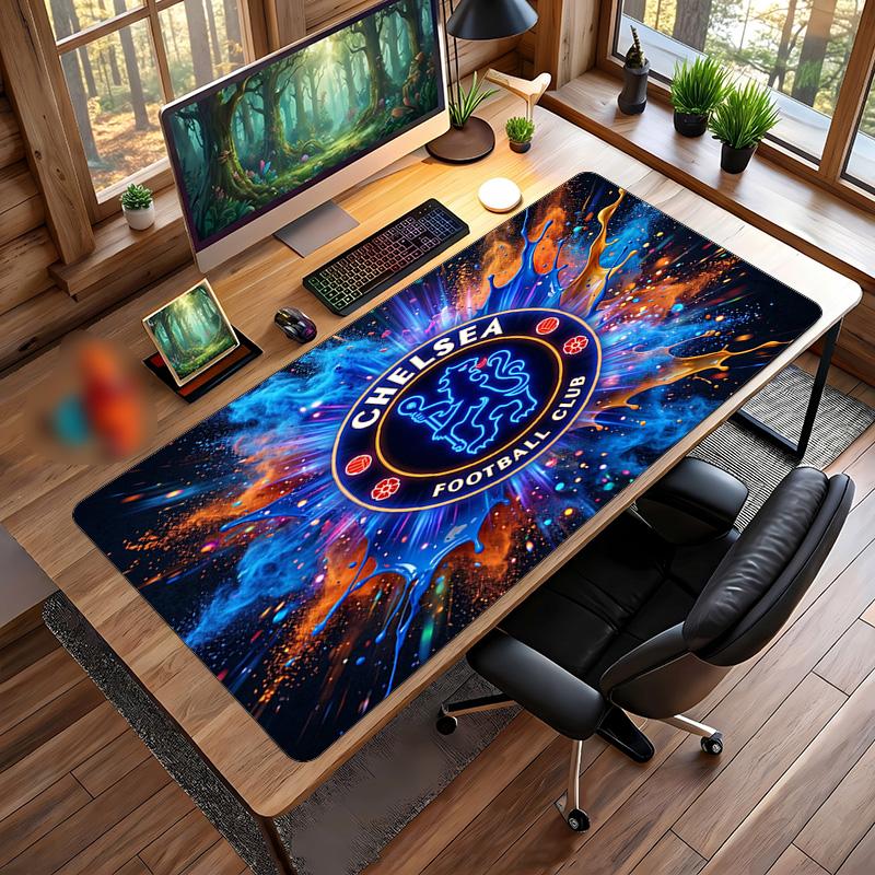Tappetino per Mouse Grande Stampato Chelsea FC, Tappetino da Scrivania Gaming Morbido in Gomma Antiscivolo per Decorazione Ufficio Laptop Computer