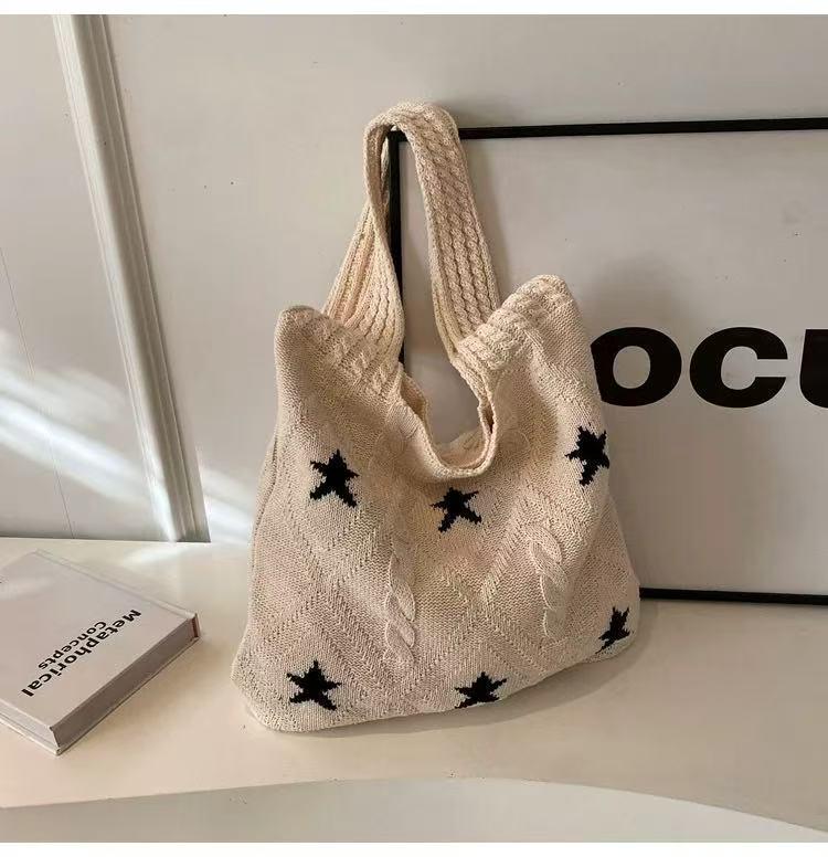 Handmade Woven Heart Tote Bag - Large Capacity Casual Beach Shoulder Bag