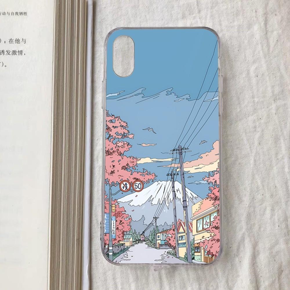 Japan Anime Landscape Phone Case For iPhone 15 13 14 Pro Max XS XR 12 11 Pro 13 Mini 6 7 8 Plus Clear Back Cover Capa