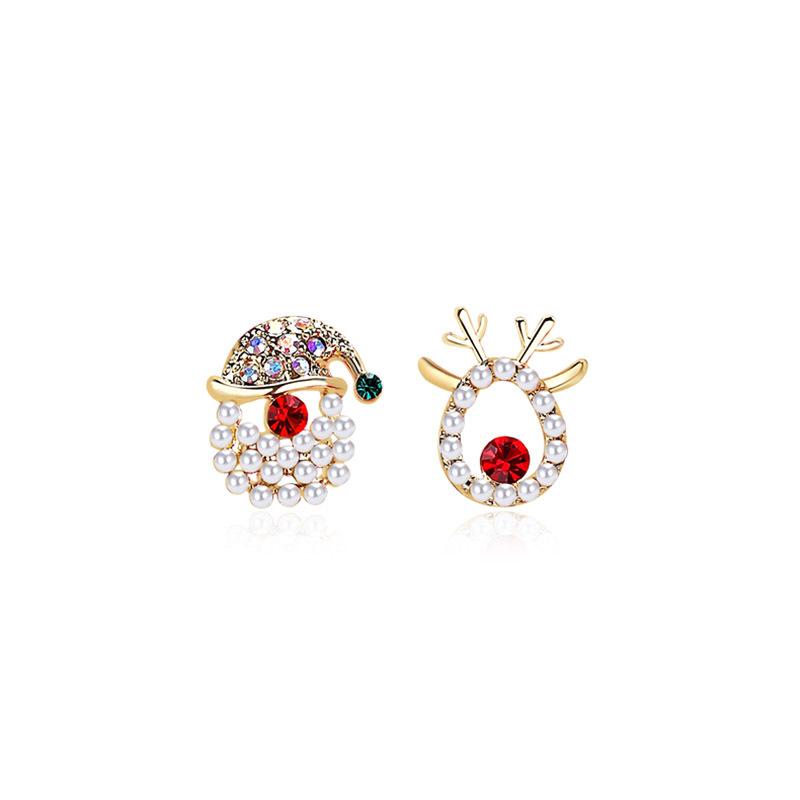New Christmas Deer Stud Earrings for Women Cute Animal Elk Rhinestone Earring Merry Christmas New Year Wedding Jewelry Gifts