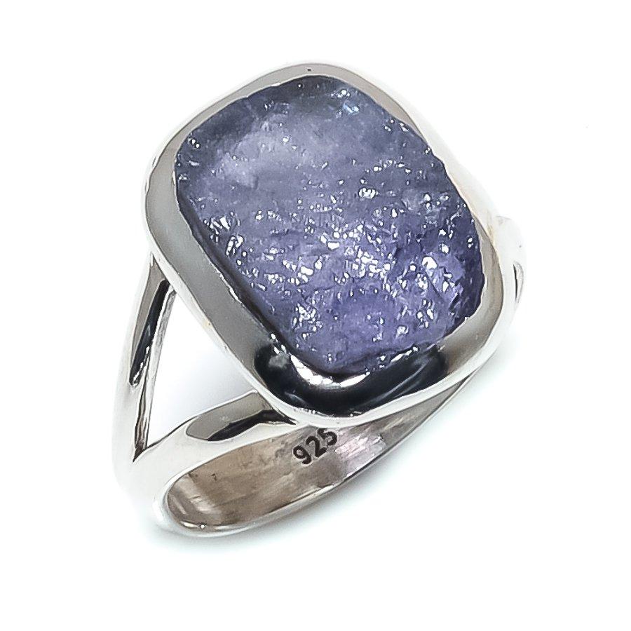 Natural Tanzanite Rough Gemstone 925 Solid Sterling Silver Jewelry Ring S.6 Z6v20
