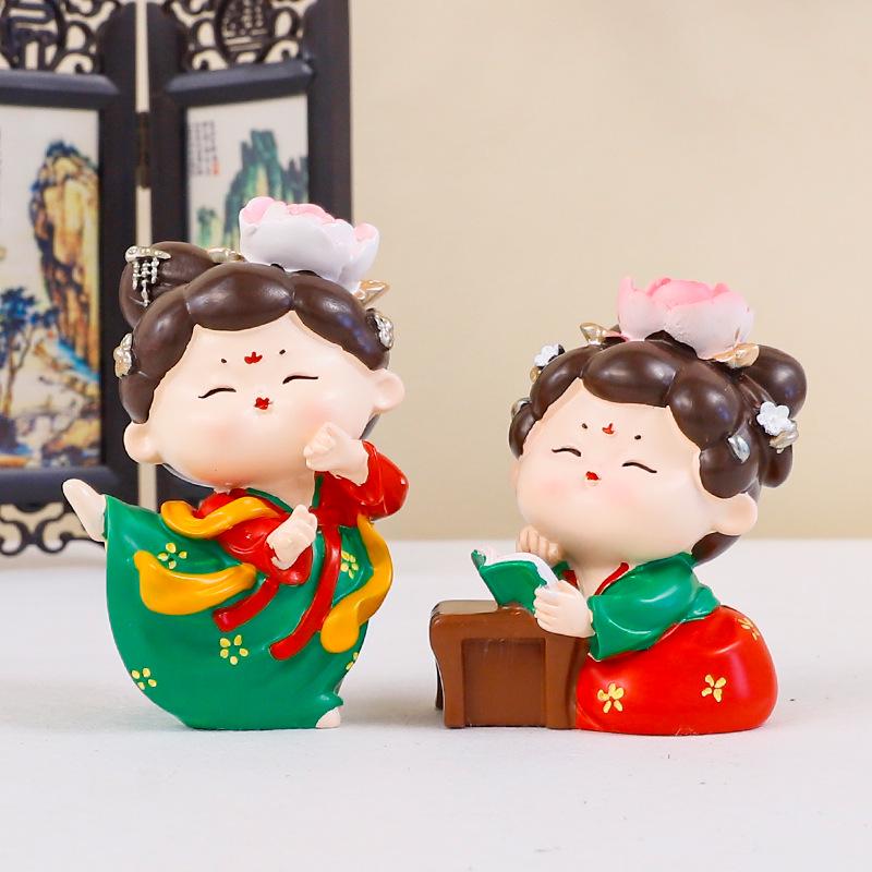 Creative Ancient Tang Lady Figurine: National Tide Style Desktop Ornament