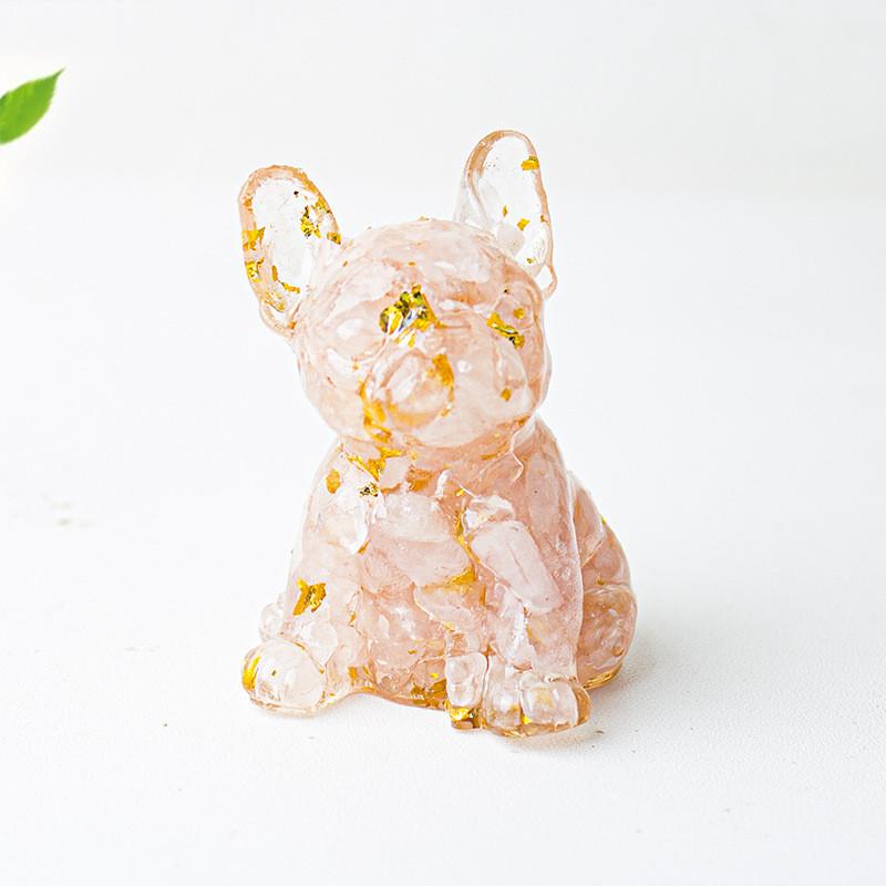 Modern Resin Dog Decor With Blue Lace Agate And Carnelian For Living Room Or Office Space