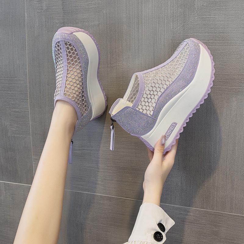 Hollow Women's Sandals 2025 Xia Xin Round Head Special Mesh Breathable Casual Fashion Explosion Thick Sole Heightening Dad Shoes
