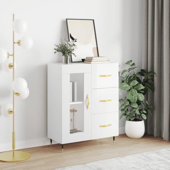VidaXL Buffet Blanc brillant 69,5x34x90 cm Bois d'ingénierie 828022