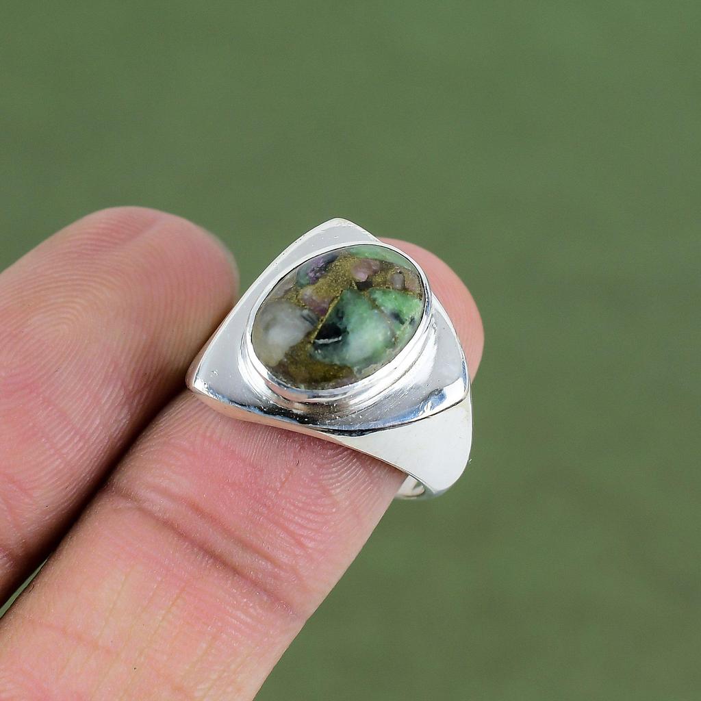 Kupfer Rubin Zoisit Ring 925 Sterling Silber Ring Natürlicher Edelstein Schmuck Eleganter Silberring Handgefertigter Ring Für Geschenk Erhältlich In Ringgröße