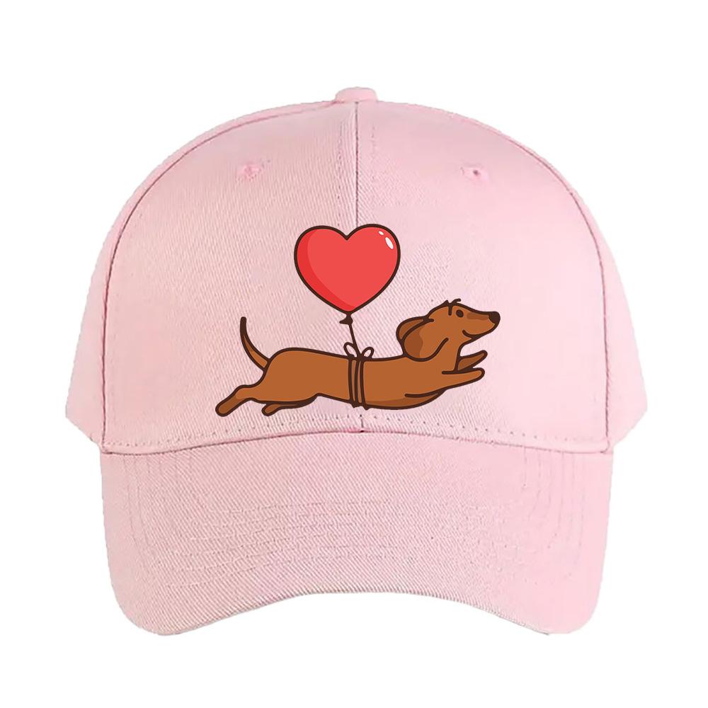 Cute Dachshund Dog with Balloon Cap Summer Woman Man Baseball Cap Adjustable with Curved Brim Duckbill Cap Protection Sun Hats