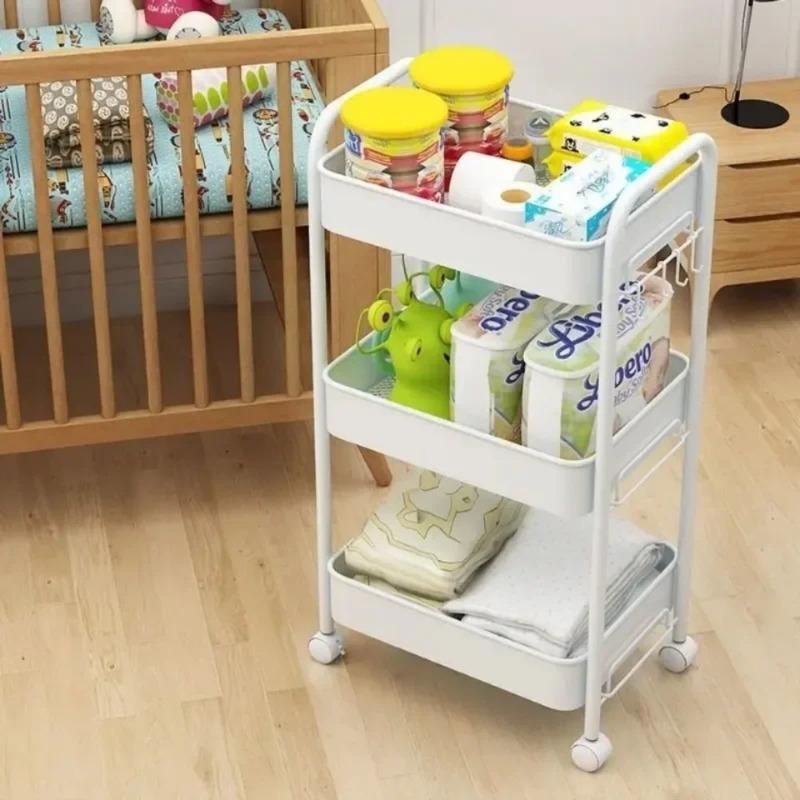 Kitaplık Depolama Arabası Tekerlekli Mobil Mutfak Düzenleyici Araba Çok Katmanlı Banyo Rafları Ev Atıştırmalıkları Depolama Rafı