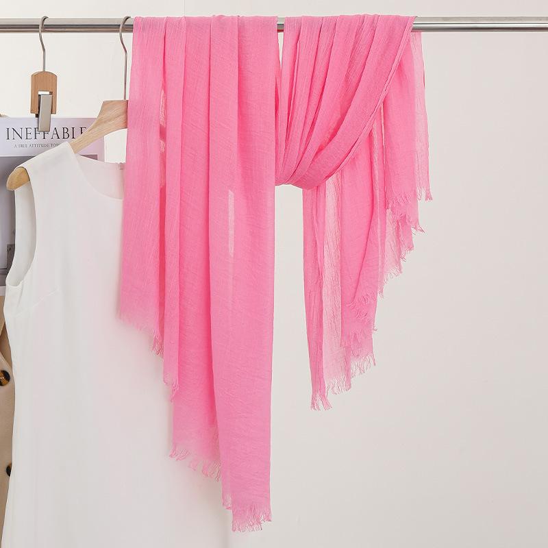 Monochrome Thin Scarf Women'S Sunscreen Shawl Solid Color Simple Imitation Cotton And Linen Silk Scarf High-End Yarn