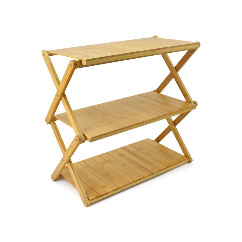 Tri-polar Outdoor Bamboo Folding Storage Shelf