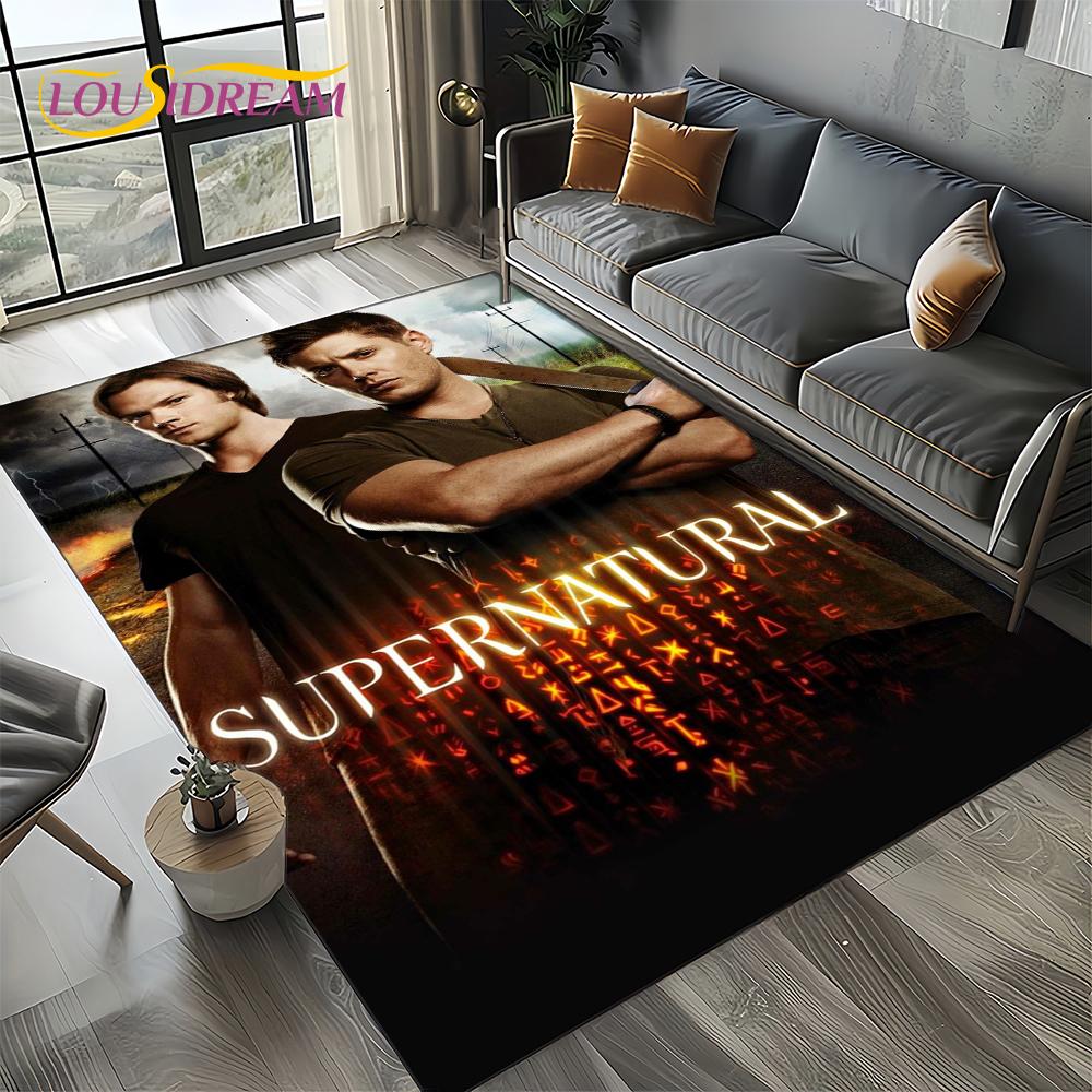 3D SPN Supernatural Sign Dean Sam Carpet Rug for Living Room Bedroom Home Sofa Decoration,Kids Play Area Rug Non-slip Floor Mat