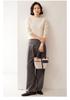 Women's Solid Color Cashmere Knit Sweater: Round Neck, Long Sleeve, Double-Ply Base Layer for Autumn & Winter.