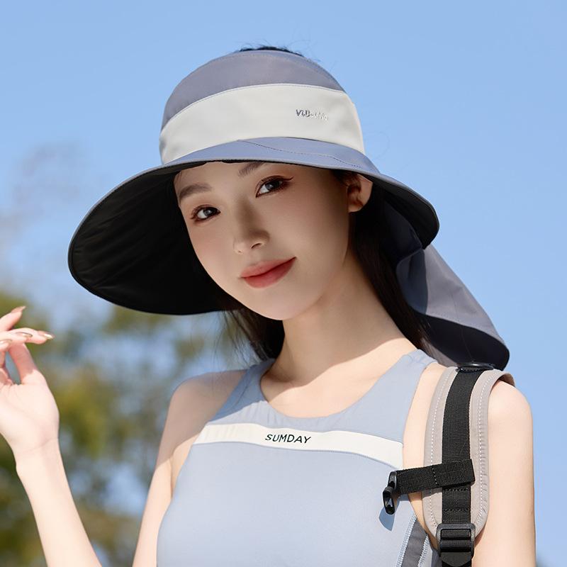 

Sunscreen bucket hat new face small summer UV protection outdoor sun hat big brim shawl sun hat One Size темно-сірий колір