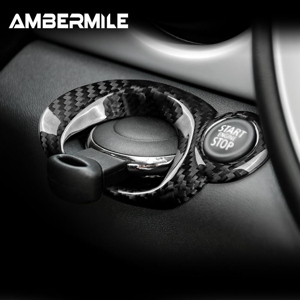 Car Ignition Switch Engine Start Stop Keyhole for Mini Cooper R55 R56 R57 R60 Panel Cover Trim Sticker Carbon Fiber Interior