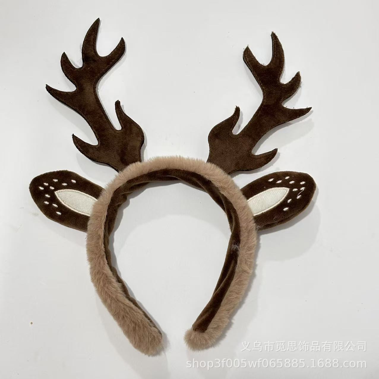 

Children s Christmas Reindeer Antler Headband - Embroidered Forest Style Holiday Costume Accessory 1